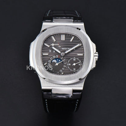 Nautilus 40mm Gray Dial Black - Authentic Movement