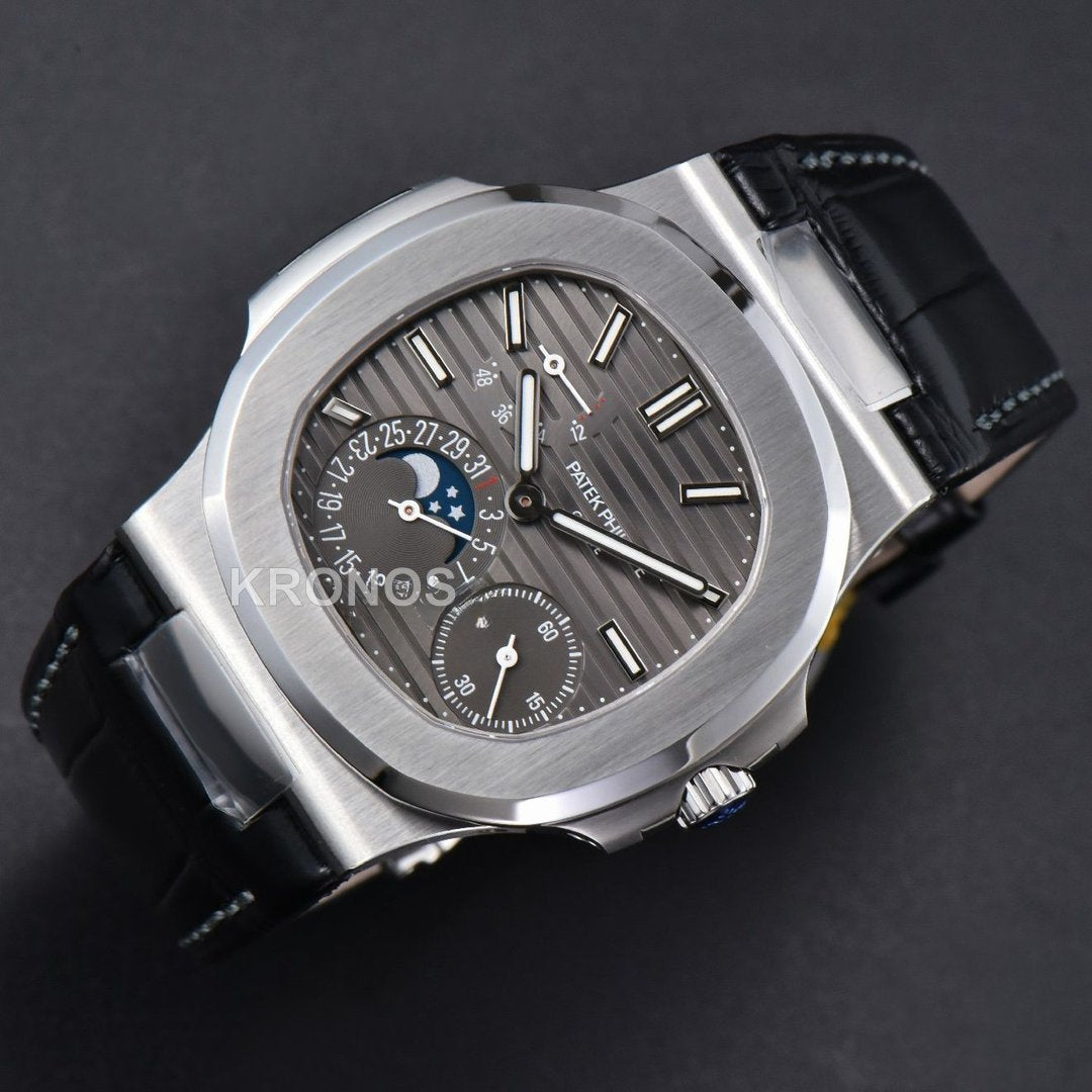 Nautilus 40mm Gray Dial Black - Authentic Movement