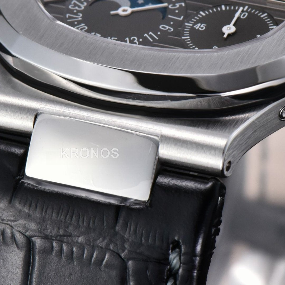 Nautilus 40mm Gray Dial Black - Authentic Movement
