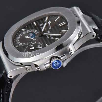 Nautilus 40mm Gray Dial Black - Authentic Movement