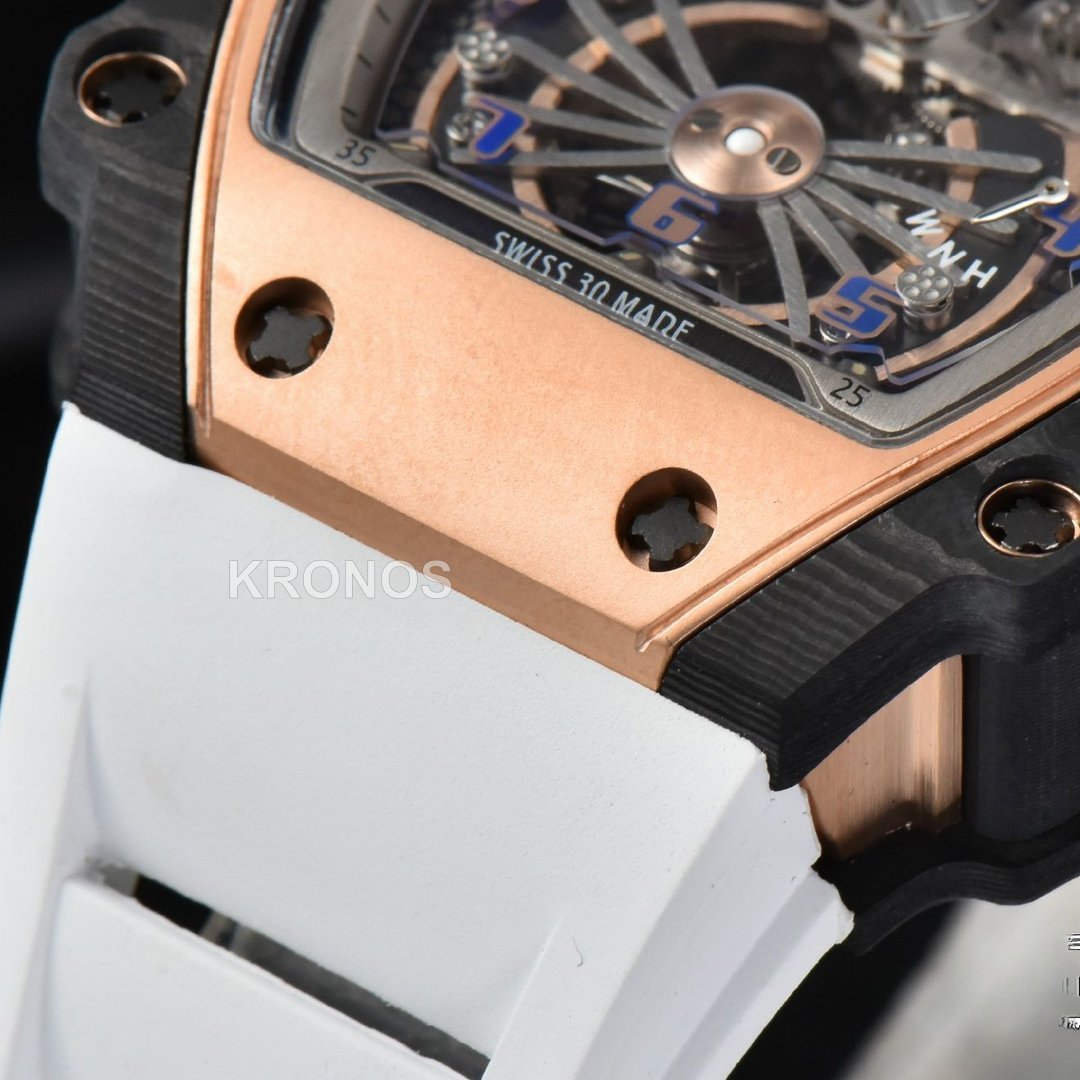 Rm012 01 Tourbillon Rose Gold Case White Ceown White - Authentic Movement
