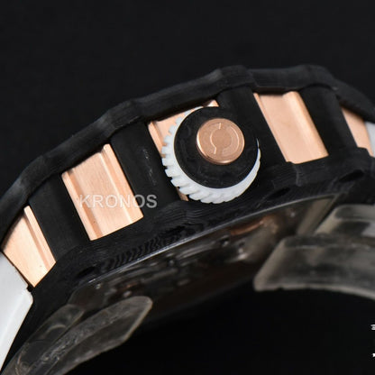 Rm012 01 Tourbillon Rose Gold Case White Ceown White - Authentic Movement