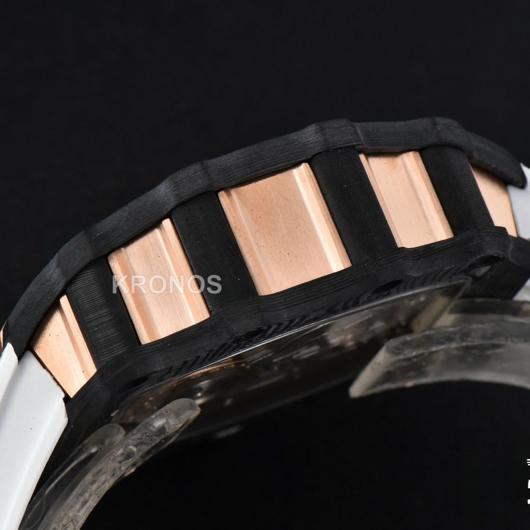 Rm012 01 Tourbillon Rose Gold Case White Ceown White - Authentic Movement