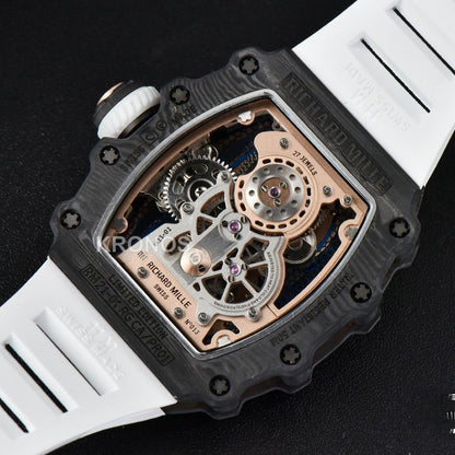 Rm012 01 Tourbillon Rose Gold Case White Ceown White - Authentic Movement