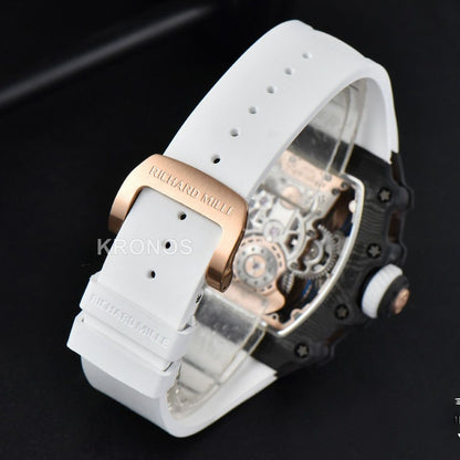Rm012 01 Tourbillon Rose Gold Case White Ceown White - Authentic Movement