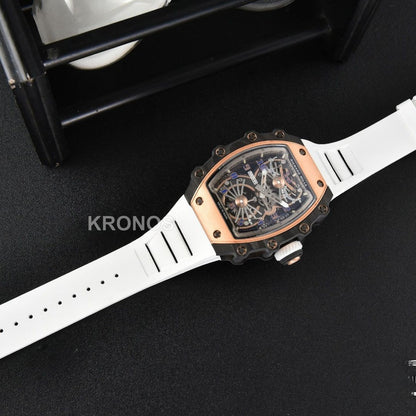 Rm012 01 Tourbillon Rose Gold Case White Ceown White - Authentic Movement