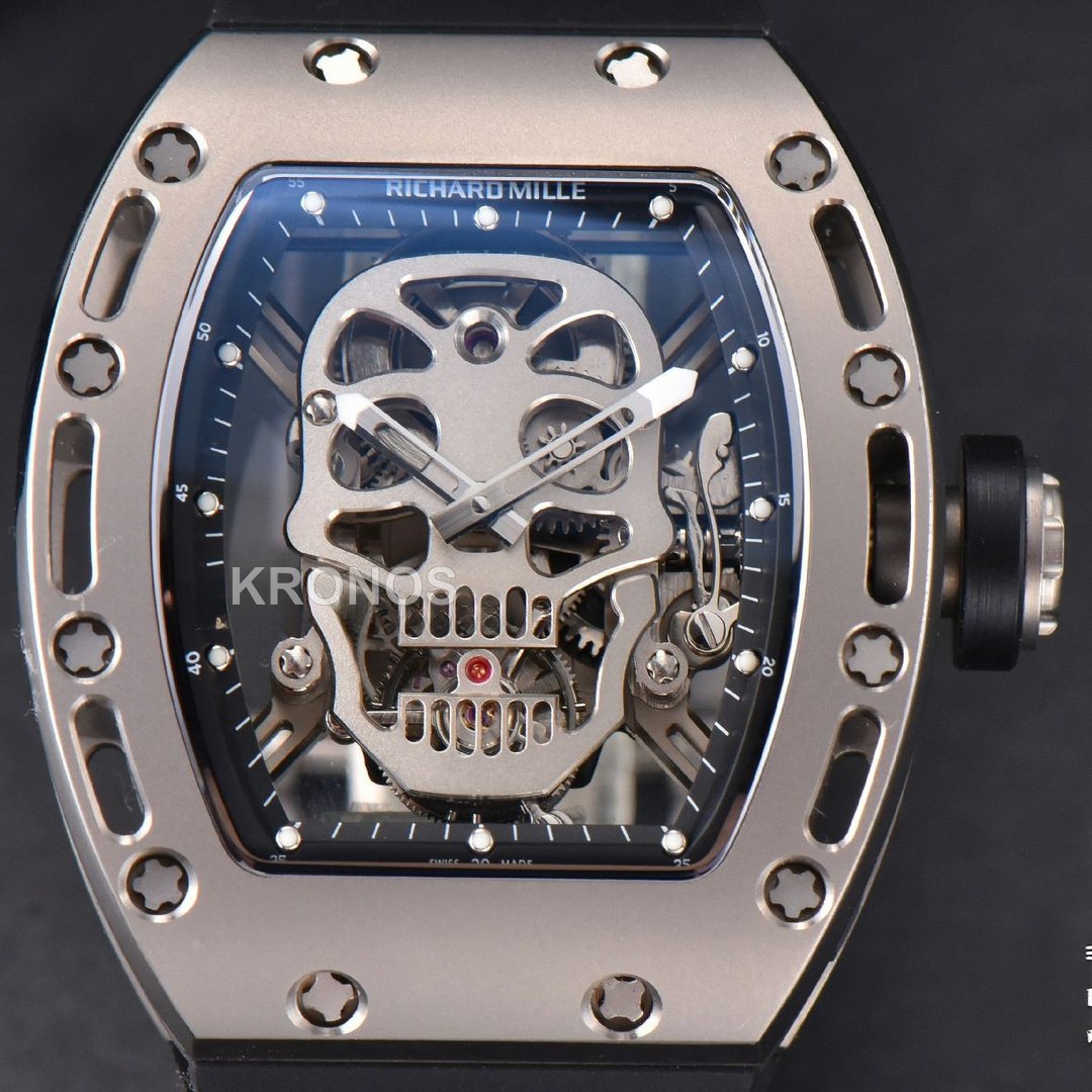 Rm052 Skull Titanium Real Tourbillon 50mmx42mm Skeleton Dial Black - Authentic Movement
