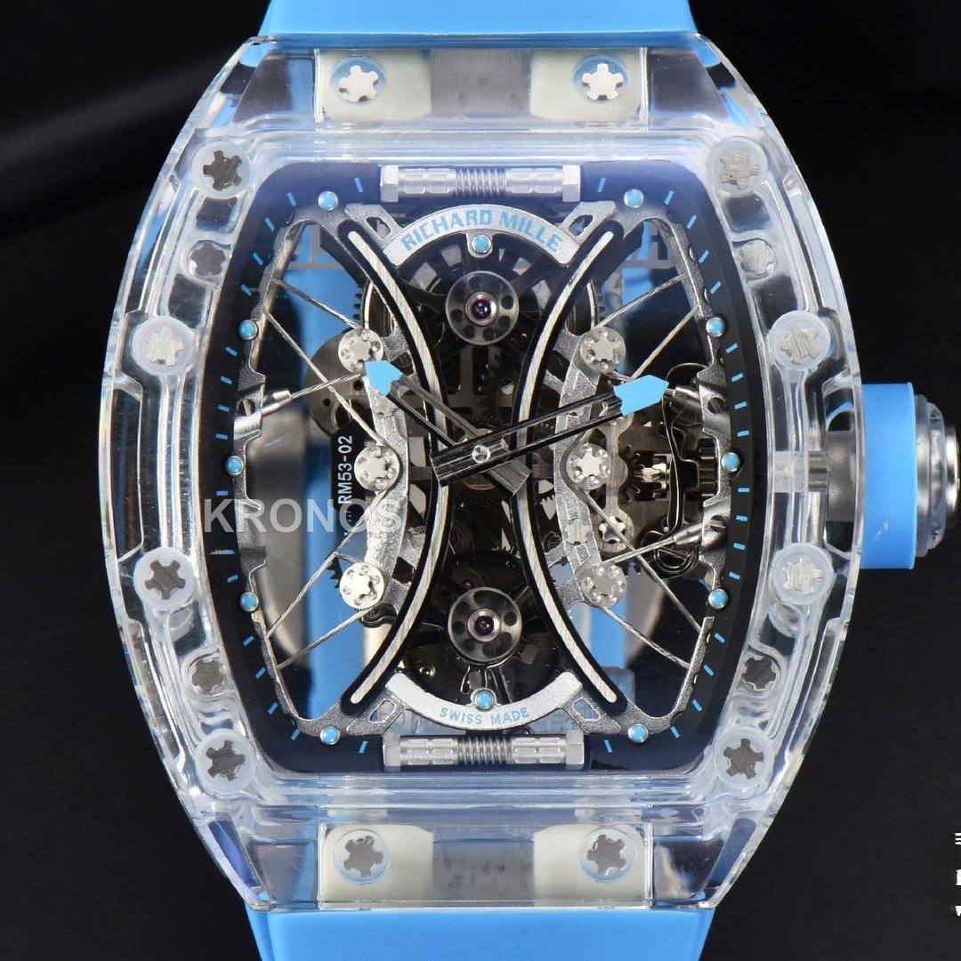Rm053 02 Transparent Case Real Tourbillon 44.5mm Ice Blue - Authentic Movement