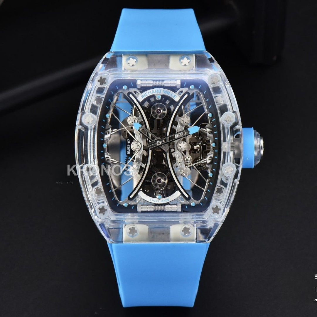 Rm053 02 Transparent Case Real Tourbillon 44.5mm Ice Blue - Authentic Movement