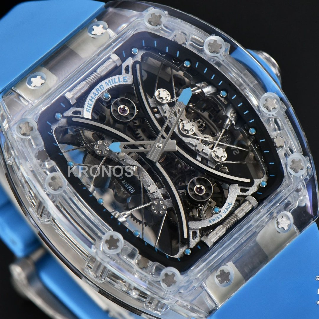 Rm053 02 Transparent Case Real Tourbillon 44.5mm Ice Blue - Authentic Movement