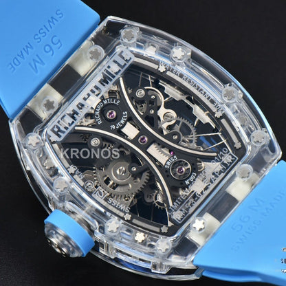 Rm053 02 Transparent Case Real Tourbillon 44.5mm Ice Blue - Authentic Movement