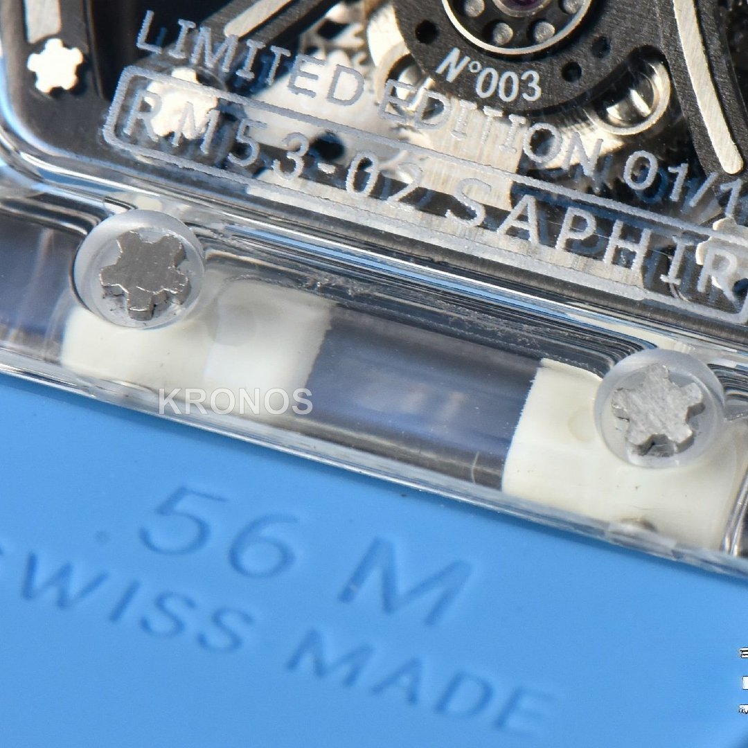 Rm053 02 Transparent Case Real Tourbillon 44.5mm Ice Blue - Authentic Movement
