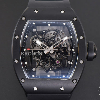 Rm055 Real Ceramic 47.5mm Skeleton Dial Silver Hands Black Rmul2 - Authentic Movement