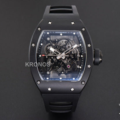 Rm055 Real Ceramic 47.5mm Skeleton Dial Silver Hands Black Rmul2 - Authentic Movement