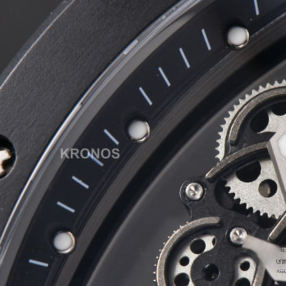 Rm055 Real Ceramic 47.5mm Skeleton Dial Silver Hands Black Rmul2 - Authentic Movement