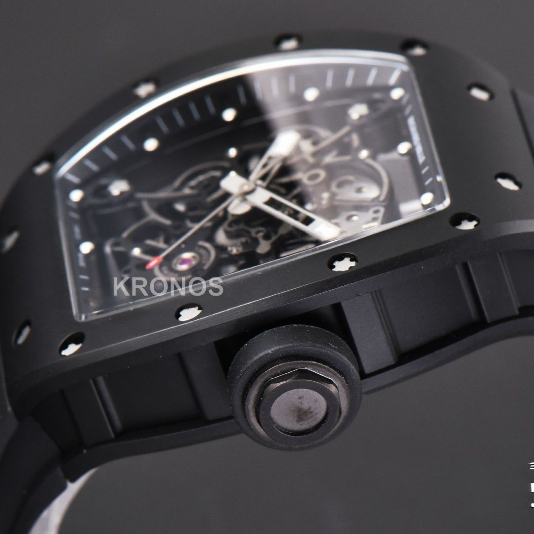 Rm055 Real Ceramic 47.5mm Skeleton Dial Silver Hands Black Rmul2 - Authentic Movement