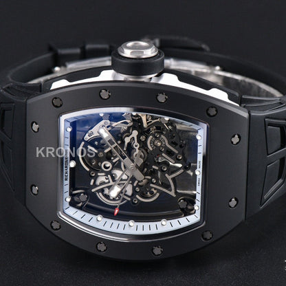 Rm055 Ceramic 42.7mm Black White Skeleton Dial Black Crown Black Rmul2 - Authentic Movement