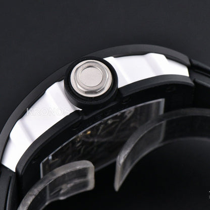 Rm055 Ceramic 42.7mm Black White Skeleton Dial Black Crown Black Rmul2 - Authentic Movement