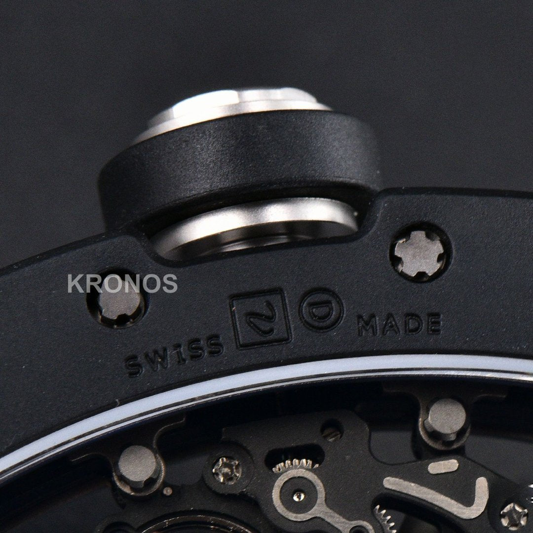 Rm055 Ceramic 42.7mm Black White Skeleton Dial Black Crown Black Rmul2 - Authentic Movement