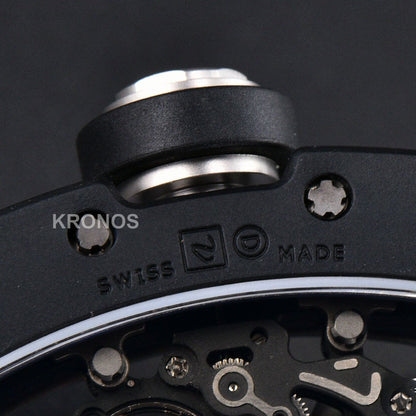 Rm055 Ceramic 42.7mm Black White Skeleton Dial Black Crown Black Rmul2 - Authentic Movement