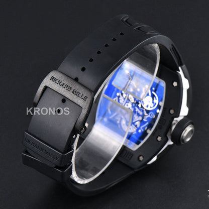Rm055 Ceramic 42.7mm Black White Skeleton Dial Black Crown Black Rmul2 - Authentic Movement