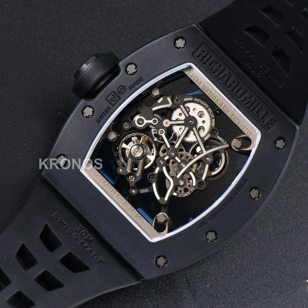 Rm055 Ceramic 42.7mm Black Black Skeleton Dial Black Crown Black Rmul2 - Authentic Movement