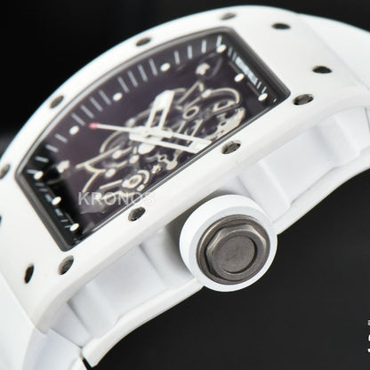 Rm055 42.7mm White Ceramic Black Skeleton Dial White - Authentic Movement