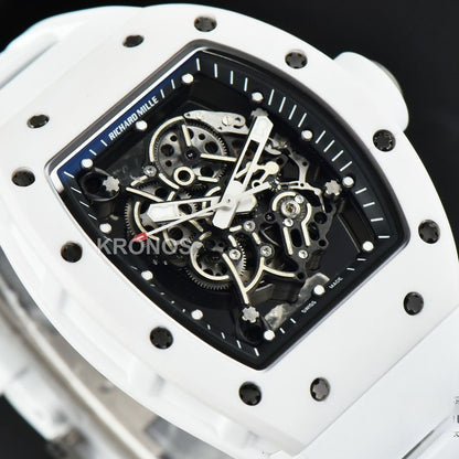 Rm055 42.7mm White Ceramic Black Skeleton Dial White - Authentic Movement