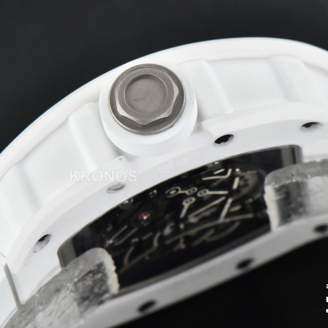 Rm055 42.7mm White Ceramic Black Skeleton Dial White - Authentic Movement