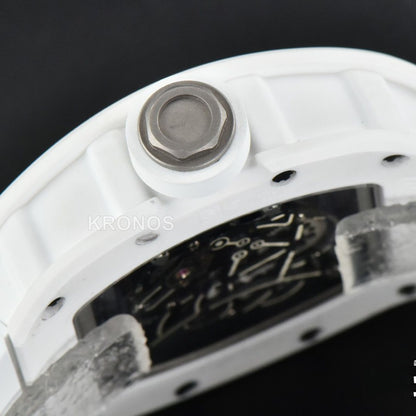 Rm055 42.7mm White Ceramic Black Skeleton Dial White - Authentic Movement
