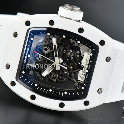 Rm055 42.7mm White Ceramic Black Skeleton Dial White - Authentic Movement