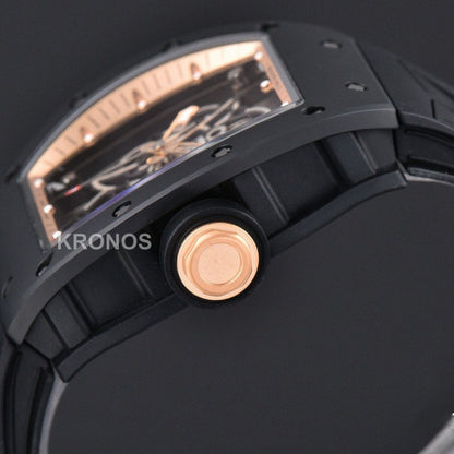 Rm055 Ceramic 42.7mm Black Gold Skeleton Dial Black Crown Black Rmul2 - Authentic Movement