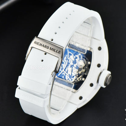 Rm055 42.7mm White Ceramic Black Skeleton Dial White - Authentic Movement