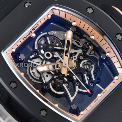 Rm055 Ceramic 42.7mm Black Gold Skeleton Dial Black Crown Black Rmul2 - Authentic Movement