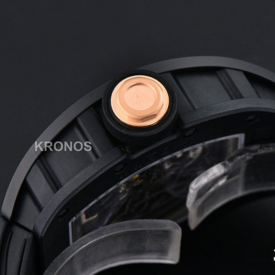 Rm055 Ceramic 42.7mm Black Gold Skeleton Dial Black Crown Black Rmul2 - Authentic Movement