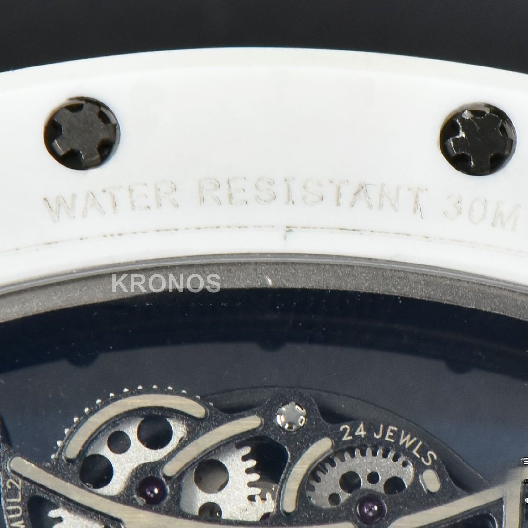 Rm055 42.7mm White Ceramic Black Skeleton Dial White - Authentic Movement