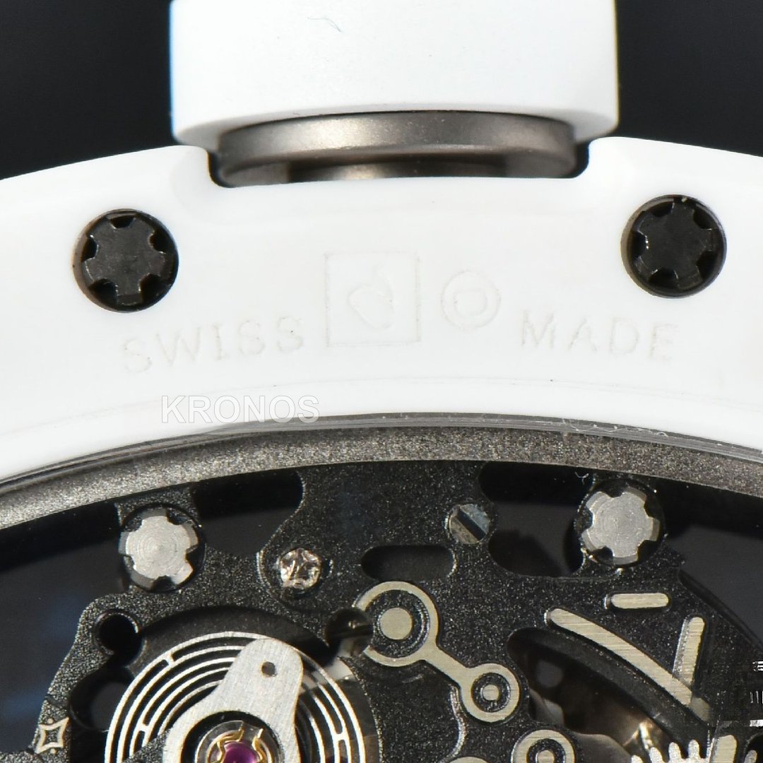 Rm055 42.7mm White Ceramic Black Skeleton Dial White - Authentic Movement