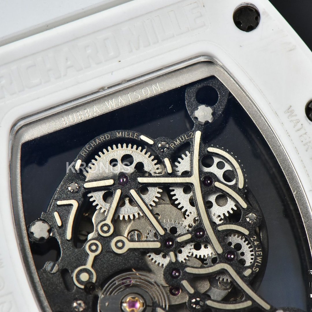 Rm055 42.7mm White Ceramic Black Skeleton Dial White - Authentic Movement