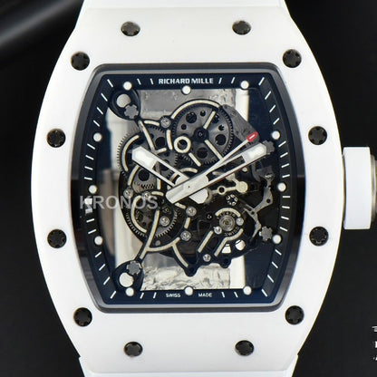Rm055 42.7mm White Ceramic Black Skeleton Dial White - Authentic Movement