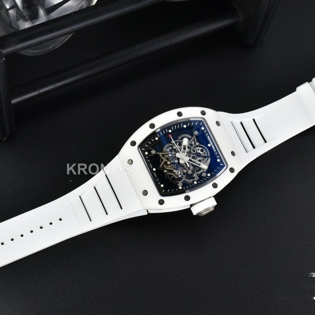 Rm055 42.7mm White Ceramic Black Skeleton Dial White - Authentic Movement