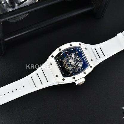 Rm055 42.7mm White Ceramic Black Skeleton Dial White - Authentic Movement