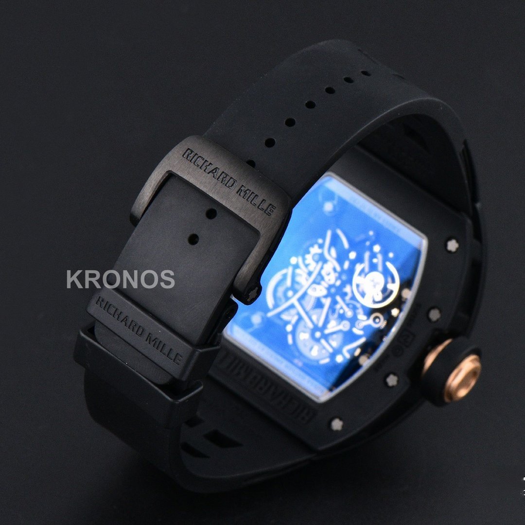 Rm055 Ceramic 42.7mm Black Gold Skeleton Dial Black Crown Black Rmul2 - Authentic Movement