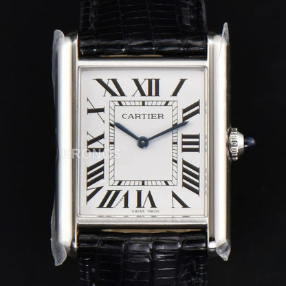 Tank Must Large 33.7×25.5mm White Dial Black Quartz - Authentic Movement