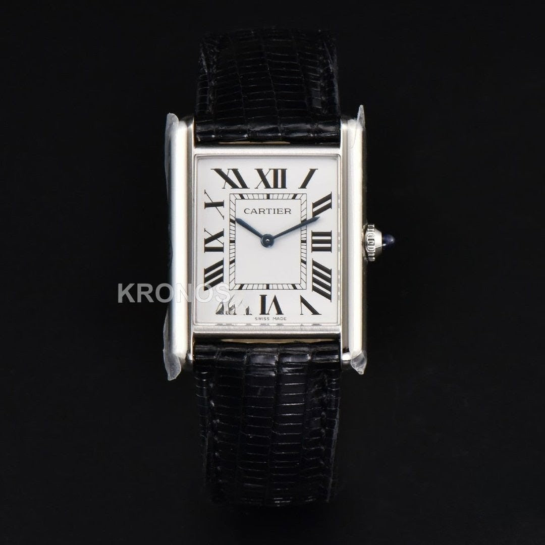 Tank Must Large 33.7×25.5mm White Dial Black Quartz - Authentic Movement