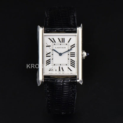 Tank Must Large 33.7×25.5mm White Dial Black Quartz - Authentic Movement
