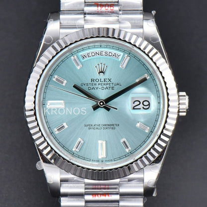 Daydate 36mm Ice Blue Dial Diamond Marker - Authentic Movement