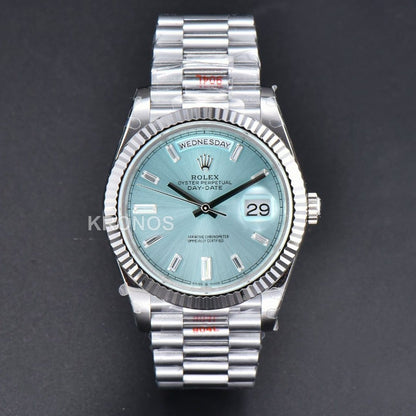 Daydate 36mm Ice Blue Dial Diamond Marker - Authentic Movement
