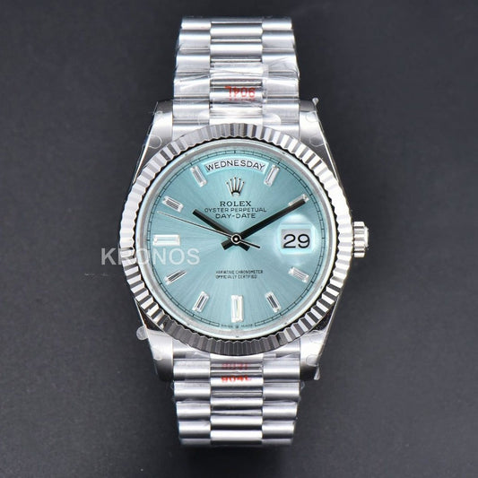 Daydate 36mm Ice Blue Dial Diamond Marker - Authentic Movement