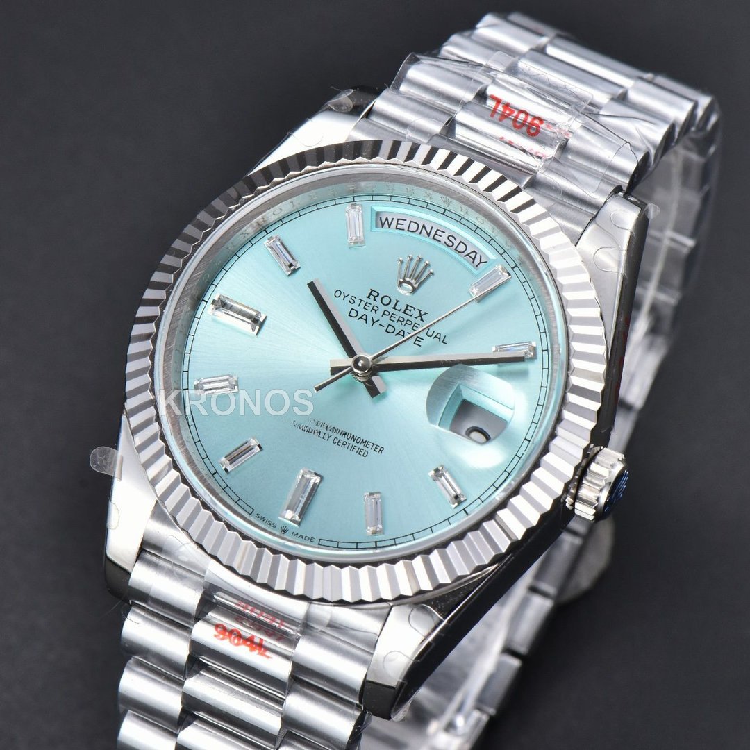 Daydate 36mm Ice Blue Dial Diamond Marker - Authentic Movement