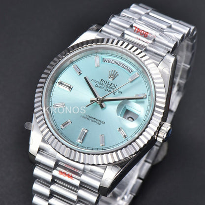 Daydate 36mm Ice Blue Dial Diamond Marker - Authentic Movement